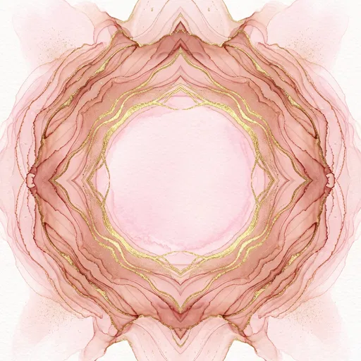 Symmetrical Pink and Gold Watercolor Frame
