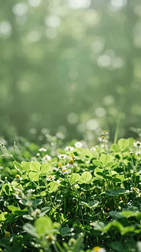 Sunlit Clovers and Chamomile Meadow