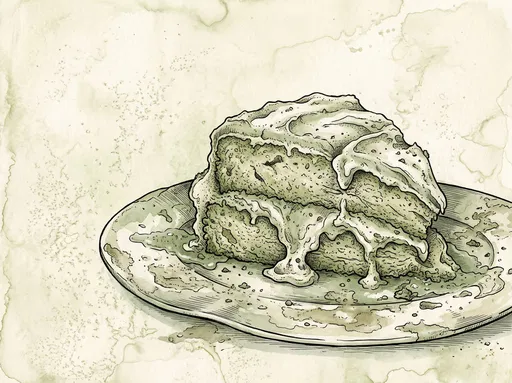 Illustrated Melting Sponge Cake in Green