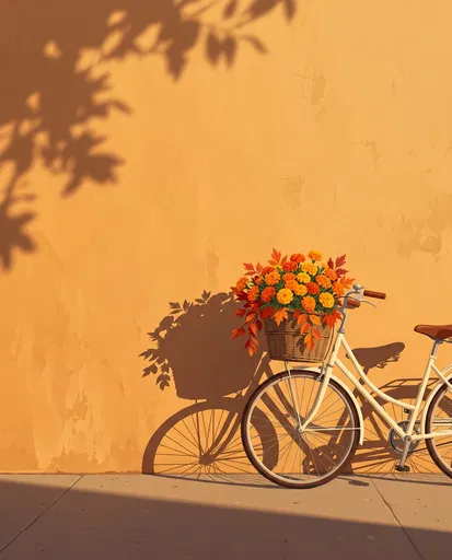 Vintage Bicycle With Autumn Flower Basket