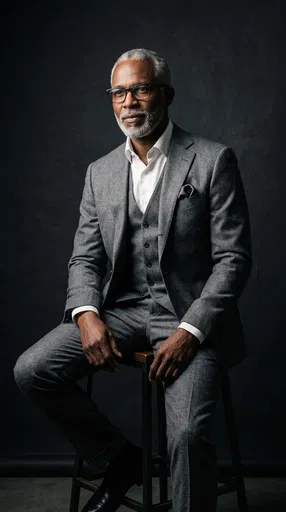 Mature Businessman in Gray Three-Piece Suit