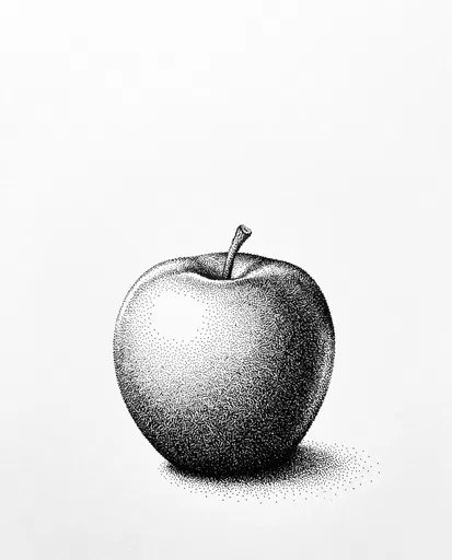 Stippled Black Ink Apple Illustration