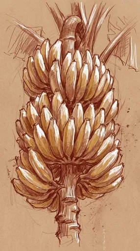 Chalk and Pastel Banana Cluster Drawing