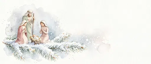 Watercolor Christmas Nativity Scene Banner