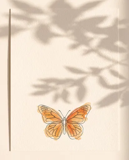 Minimalist Watercolor Butterfly on Textured Paper