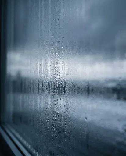 Condensation and Raindrops on Window Glass