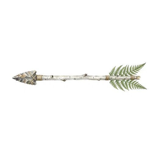 Botanical Watercolor Birch and Fern Arrow