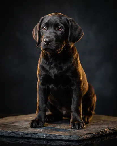 Black Labrador Puppy Studio Portrait