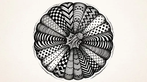 Top-Down Patterned Ink Pumpkin Illustration