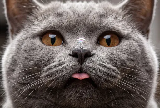 Close-Up British Shorthair Cat With Bubble