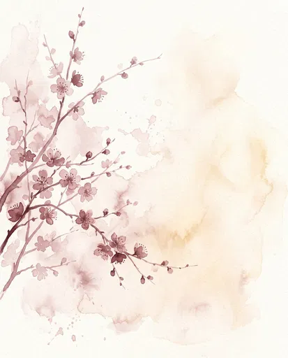 Dusty Rose Watercolor Plum Blossoms