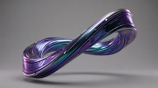 Iridescent Cybernetic Infinity Loop on Gray