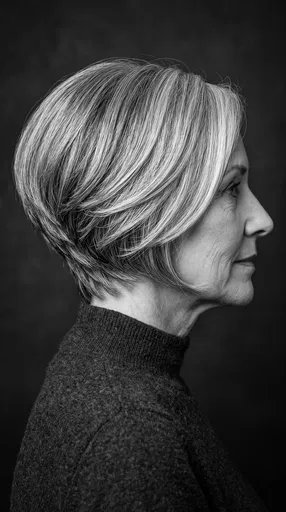 Monochrome Profile of Mature Woman With Bob
