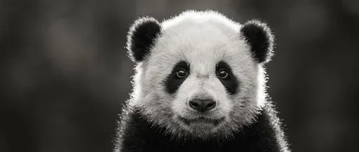 Monochrome Baby Panda Close-Up Portrait