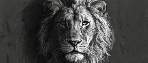 Charcoal and Chalk Lion Portrait