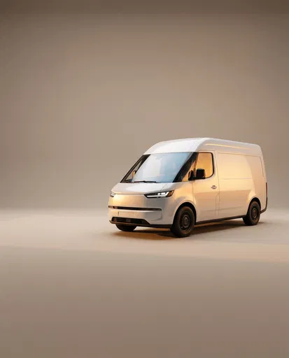 Modern White Cargo Van in Studio