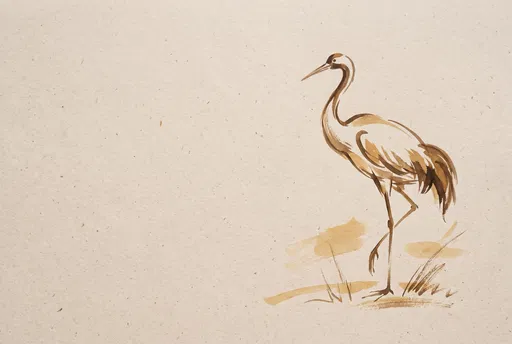 Minimal Brush Ink Drawing of Crane