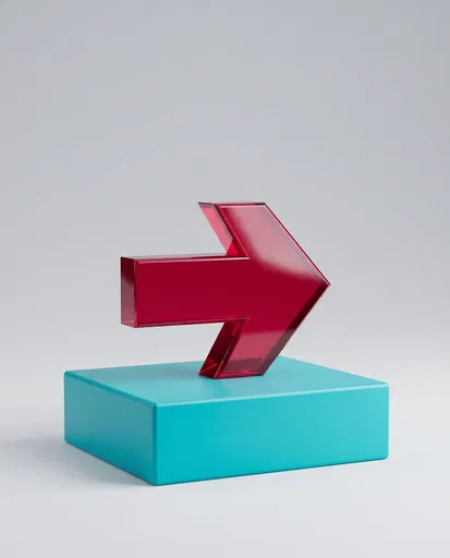 Red Acrylic Right Arrow on Turquoise Plinth