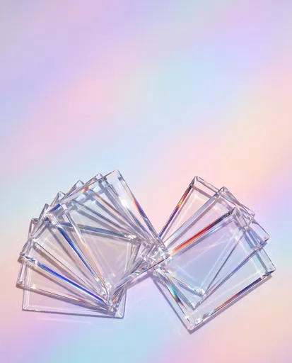 Fanned Crystal Cards on Pastel Gradient