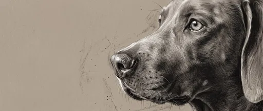 Charcoal Drawing of Weimaraner Dog Profile