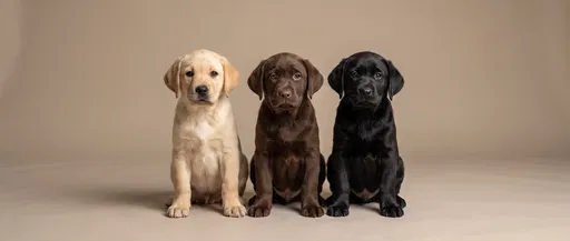 Three Labrador Puppies Studio Portrait