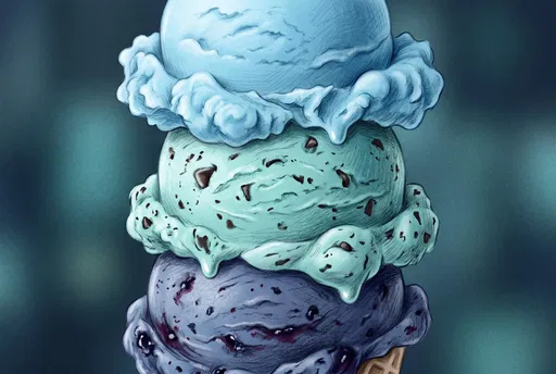 Stacked Cool Toned Ice Cream Scoops Illustration