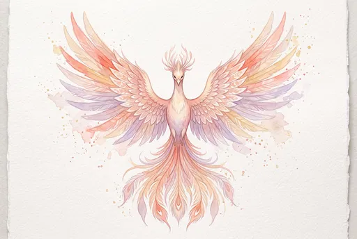 Pastel Watercolor Phoenix Bird Illustration