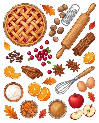 Autumn Pie Baking Ingredients Clipart Set