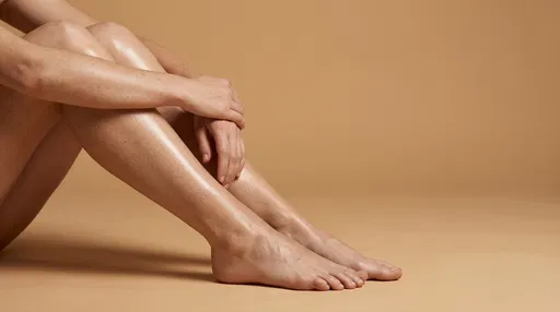 Close-Up of Glossy Freckled Legs in Studio