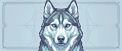 Geometric Siberian Husky Face Illustration