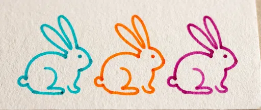 Three Colorful Marker Bunny Outlines on Paper