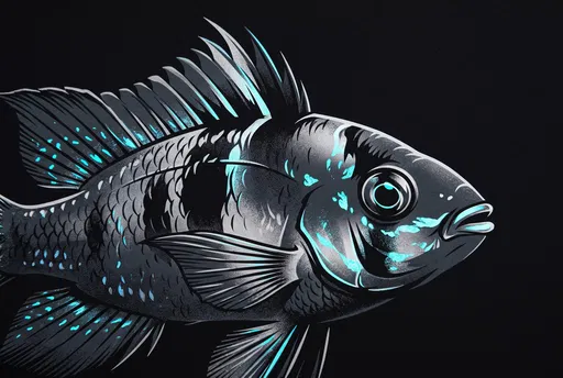 Graphic German Blue Ram Fish Illustration