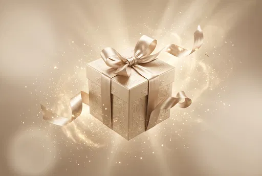 Floating Champagne Gold Gift Box With Sparkles