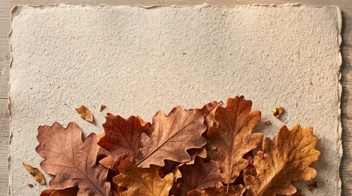 Autumn Oak Leaves on Handmade Paper