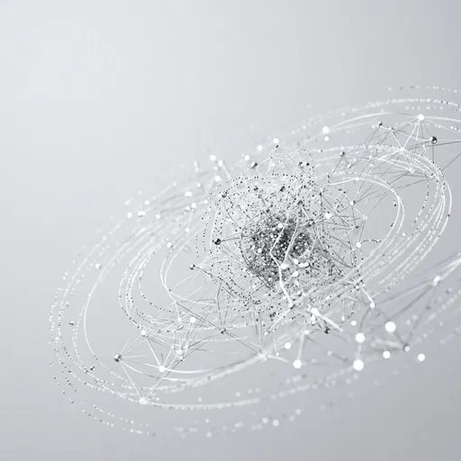 Abstract White Silver Neural Network Orbital