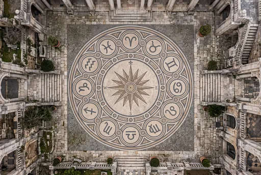 Overhead View of Zodiac Courtyard Mosaic