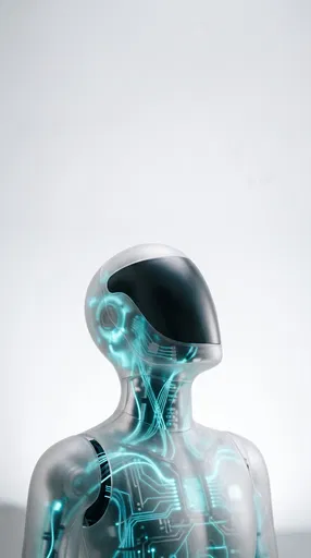 Translucent Futuristic Robot Looking Up