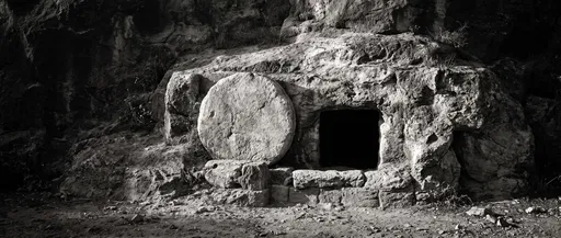 Monochrome Ancient Empty Stone Tomb Entrance