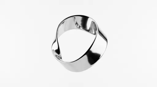 Minimalist Chrome Twisted Loop on White