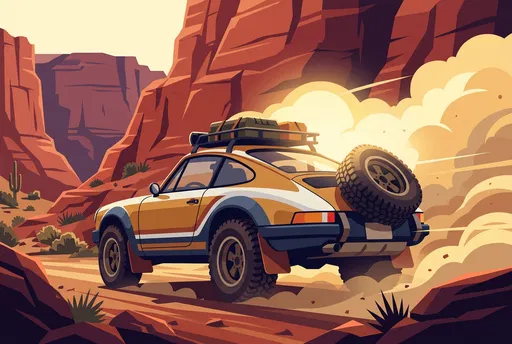 Classic Rally Coupe in Desert Canyon