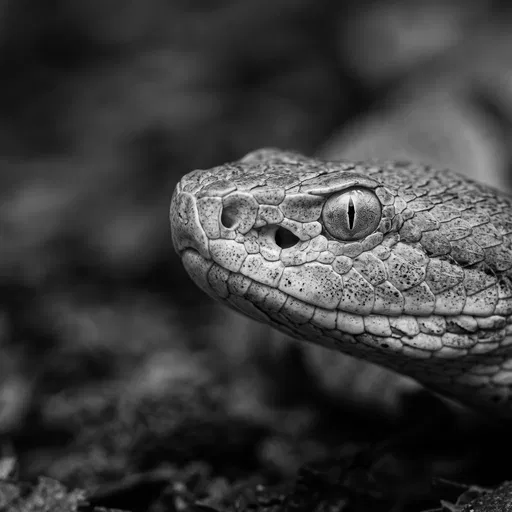 Monochrome Macro Portrait of Pit Viper