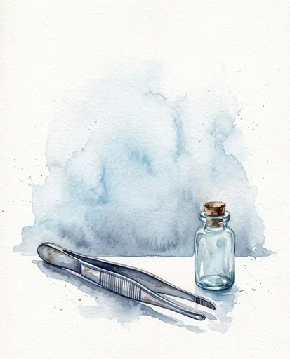 Watercolor Medical Forceps and Glass Vial
