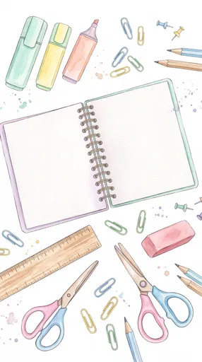 Pastel Watercolor School Stationery Flat Lay