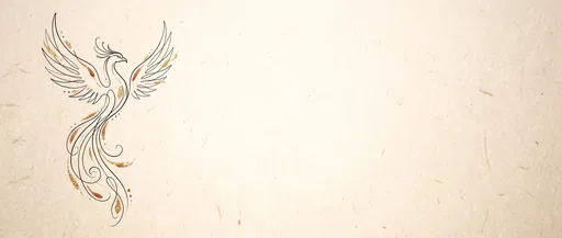 Minimalist Phoenix Line Art on Paper