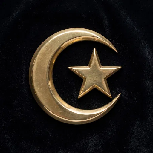 Brass Crescent Moon and Star on Velvet