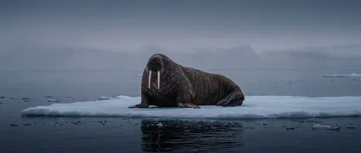 Walrus Resting on Arctic Sea Ice