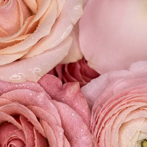 Macro Blush Rose and Ranunculus Petals