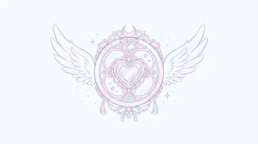 Pastel Winged Magical Heart Compact Illustration