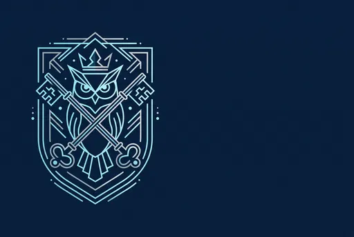 Modern Geometric Owl and Keys Crest