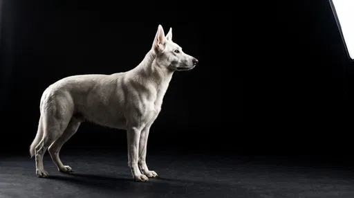 White Shepherd Dog in Studio Profile